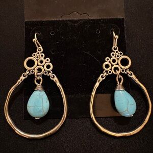 ✨Chic Silver and Turquoise Hoop Earrings✨